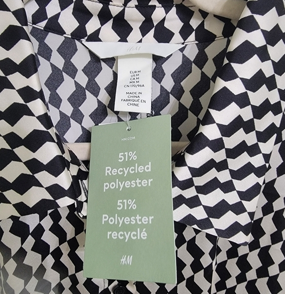 NWT H&M SATIN BLACK AND WHITE DRESS - Picture 3 of 5